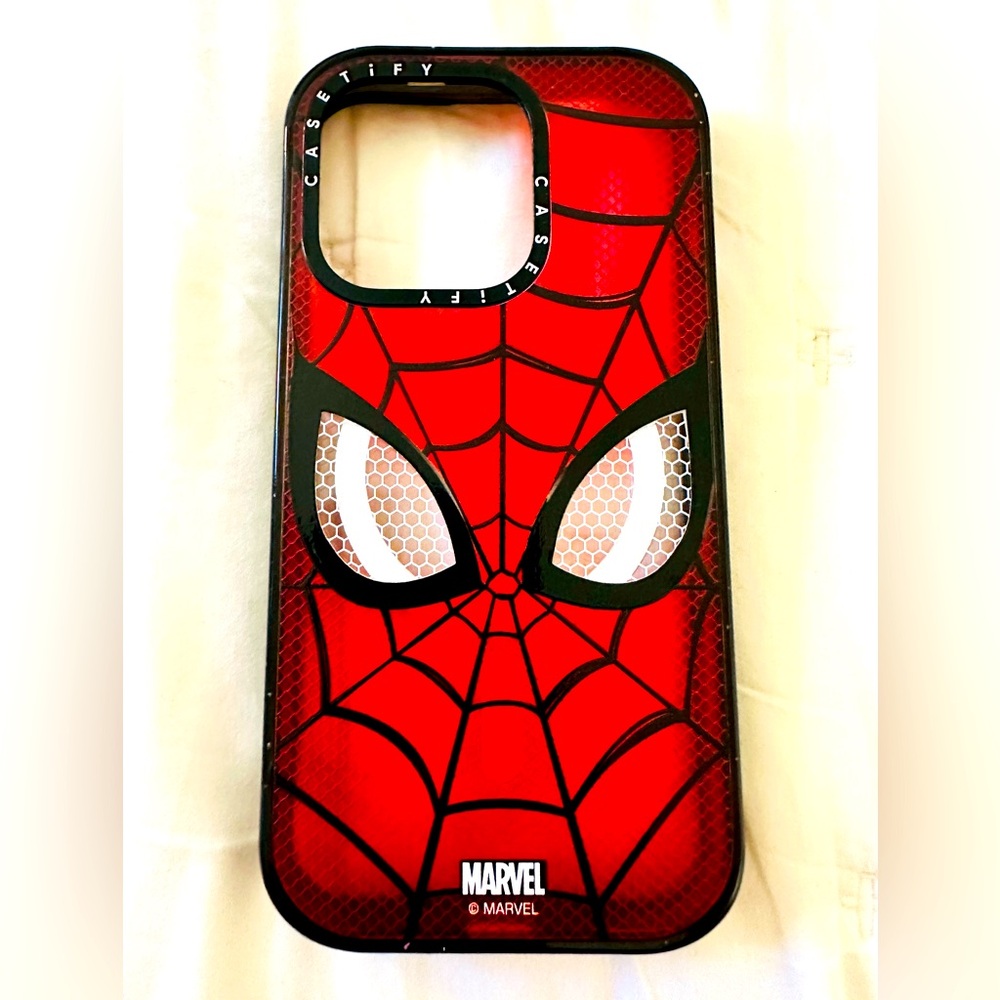CASETiFY iPhone 14 Pro Spider-Man Mask Red & Black Phone Case